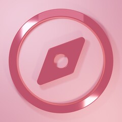 Pink Compass icon isolated on pink background. Windrose navigation symbol. Wind rose sign. Minimalism concept. 3D render illustration