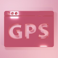 Pink Gps device with map icon isolated on pink background. Minimalism concept. 3D render illustration