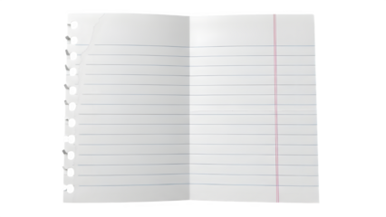 Blank Lined White Paper Notebook Page Folded Mockup