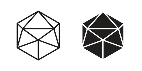 Plakat Dice d20 icons. glyph icon vector on white background. Flat and line vector