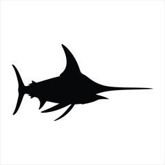 A collection of  swordfish silhouettes  illustrating vector on white background.  swordfish silhouette  and illustration isolated on white  background