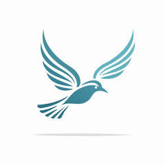 Obraz premium Elegant Teal Bird in Flight Logo Design.