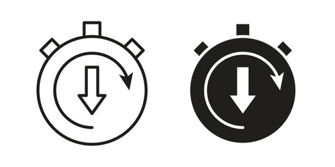 Down time icons. glyph icon vector on white background. Flat and line vector
