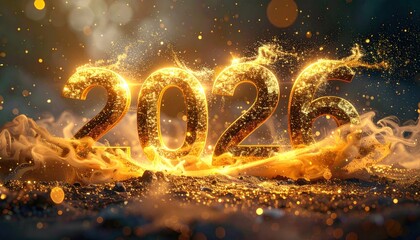 Fiery 2025 Numbers with Golden Flames.