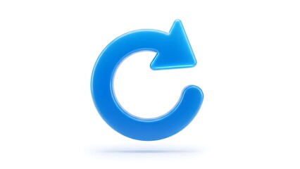 A simple blue reload symbol on a transparent background, perfect for web design and user interface elements