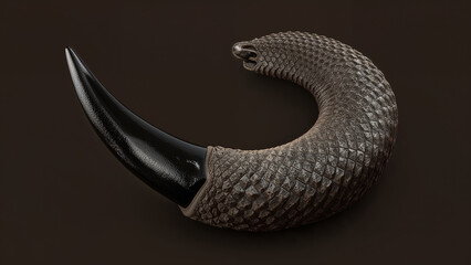 Biomorphic Horn or Claw Shaped Object, Organic 3D Form over Solid Background