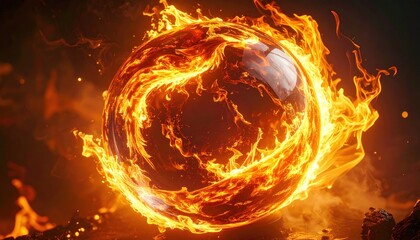 Fiery Orb with Flames and Heat.