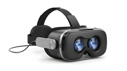 VR headset showcasing the future of immersive technology, designed for virtual reality experiences. The sleek black headset offers a glimpse into a world of innovation and entertainment