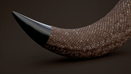 Biomorphic Horn or Claw Shaped Object, Organic 3D Form over Solid Background