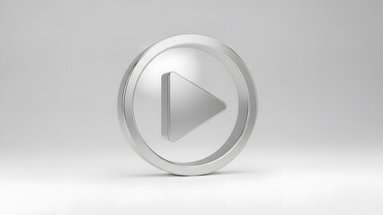 A close-up shot of a modern and stylish play button icon in a metallic color