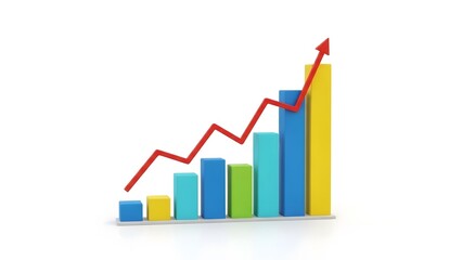 A Colorful Bar Graph Showing Upward Trend and Business Growth. The bar graph is a symbol of financial success and growth