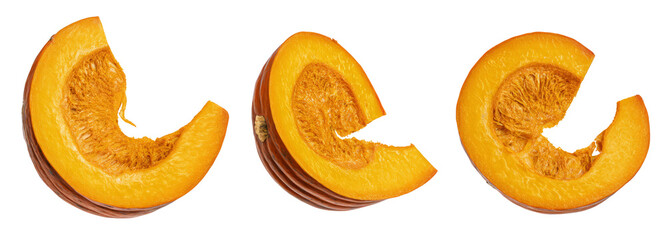 Sliced pumpkin varieties on transparent background fresh produce natural light isolated view
