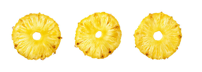 Delicious pineapple slices on transparent background food photography bright light close-up