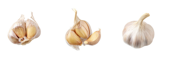 Garlic cloves freshly harvested transparent background culinary inspiration