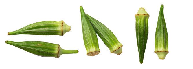 Fresh okra pods on transparent background nature photography culinary inspiration
