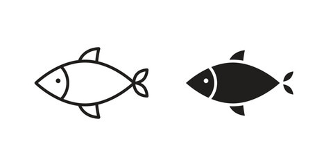 Fish icons. glyph icon vector on white background. Flat and line vector