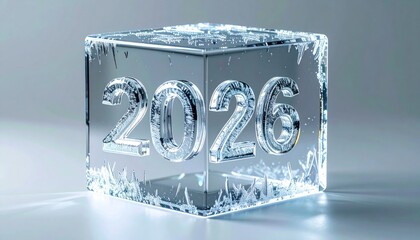 Clear Ice Cube with 2020 Carving.