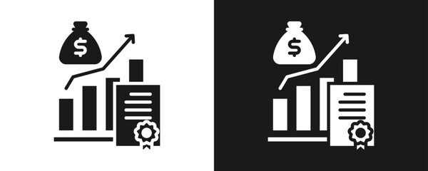 Fiscal Policy Icon Set Glyph In White And Black Background