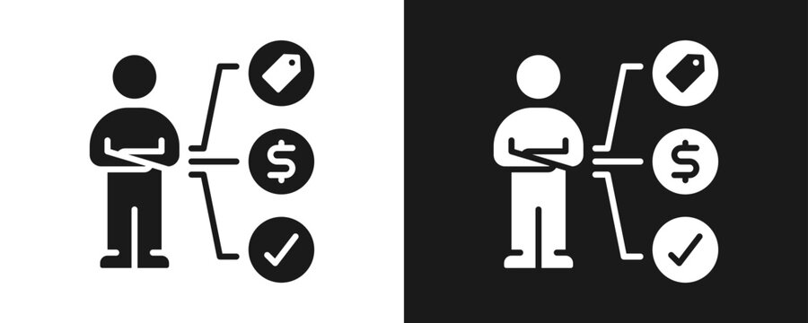 Consumer Behavior Icon Set Glyph In White And Black Background