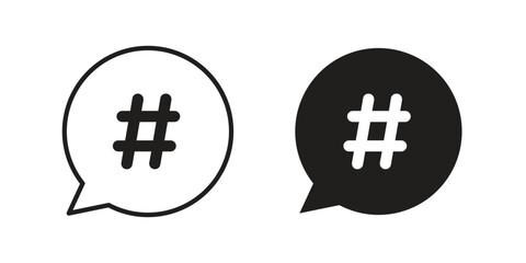 Fototapeta premium Hashtag icons. glyph icon vector on white background. Flat and line vector