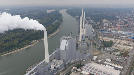 Grosskraftwerk Mannheim: Aerial Coal Power Facility