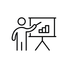 Modern Outline Icon Leader Pointing At A Presentation