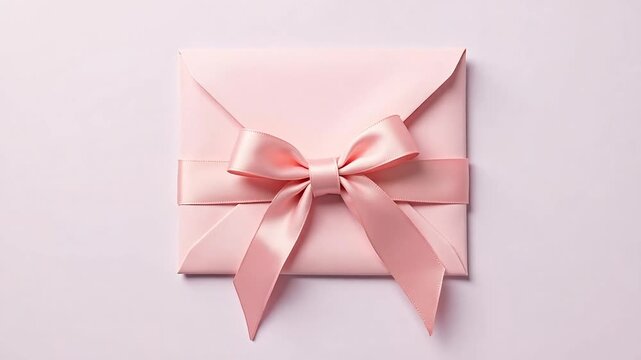 Beautiful pink gift envelope with satin ribbon bow