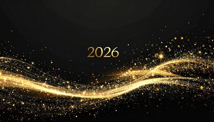 Obraz premium Golden Sparkling Wave Celebrating New Year 2026.