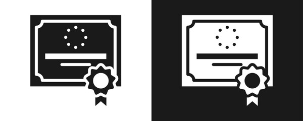 Certification Icon Set Glyph In White And Black Background