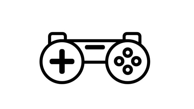 Gamepad line icon representing video games, entertainment industry, console gaming, and digital hobby equipment for modern gaming UI projects.