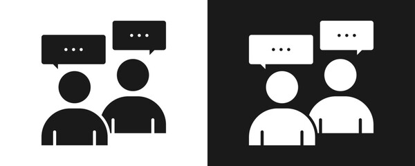 Dialogue Icon Set Glyph In White And Black Background