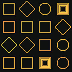 Abstract Golden Geometric Shapes Seamless Pattern Vector isolated PNG with Transparent Background