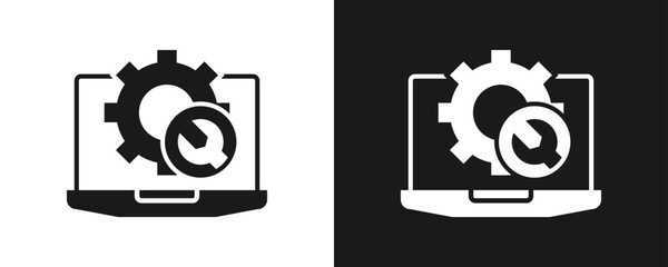 It Support Icon Set Glyph In White And Black Background