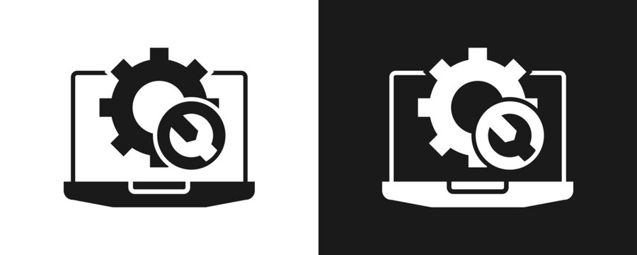 It Support Icon Set Glyph In White And Black Background - Powered by Adobe