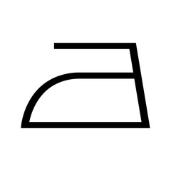 An iron silhouette symbol. Allowed to iron without restrictions. The fabric can withstand heat and contact with the iron's soleplate. Information on the garment label. Warning symbol.