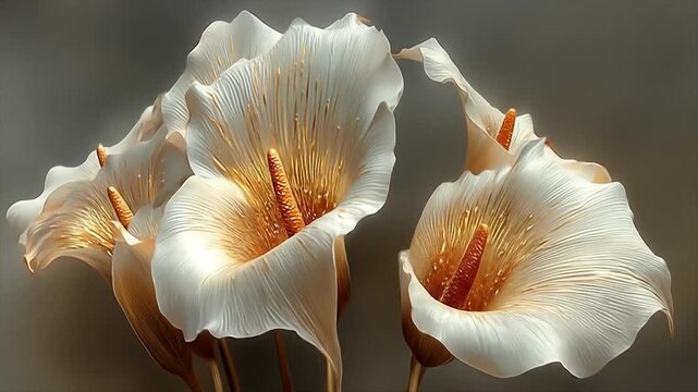 Elegant white calla lilies close up of delicate floral arrangement