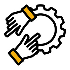 Obraz premium Teamwork Collaboration Service Contribution Icon from Help and Support Icon Collection (Outline Color Lineal style)