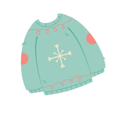 cozy winter sweater vector flat illustration isolated on white background.