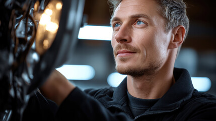 Man mechanic repair maintenance workshop focused adult male machinery professional