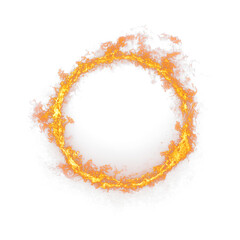 Fire ring isolated on transparent background. Circle fire isolated. Glowing light round on transparent png. Circle with gold dust png  Fire ball flame isolated © Daria
