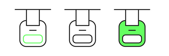 Set line Cable car icon isolated on white background. Funicular sign. Vector © Iryna