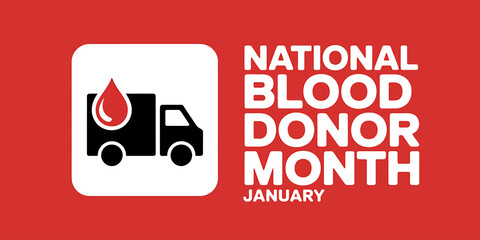 National Blood Donor Month Symbol with Medical Truck