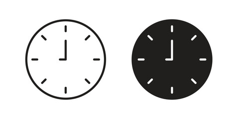 Time clock icons. glyph icon vector on white background. Flat and line vector