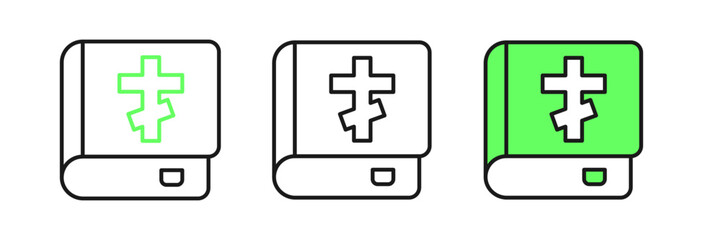 Obraz premium Set line Holy bible book icon isolated on white background. Vector