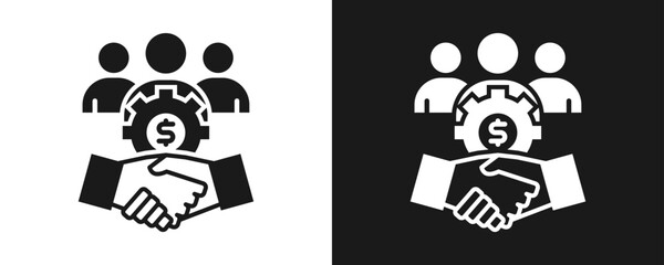 Fototapeta premium Business Relationship Icon Set Glyph In White And Black Background