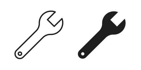 Wrench icons. glyph icon vector on white background. Flat and line vector © Ranveer