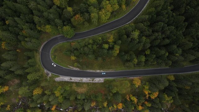 Serpentine Alpine Road Dolomites Top Down