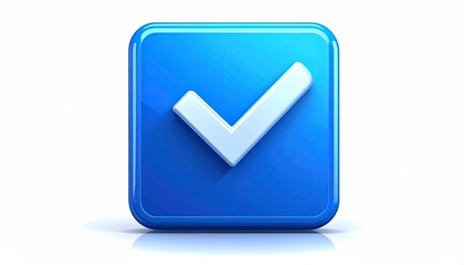 Blue Checkmark: A bright blue square with a stylized white checkmark, symbolizing approval, completion, and success. The design's clean lines and high-gloss finish give it a modern, sleek appearance.