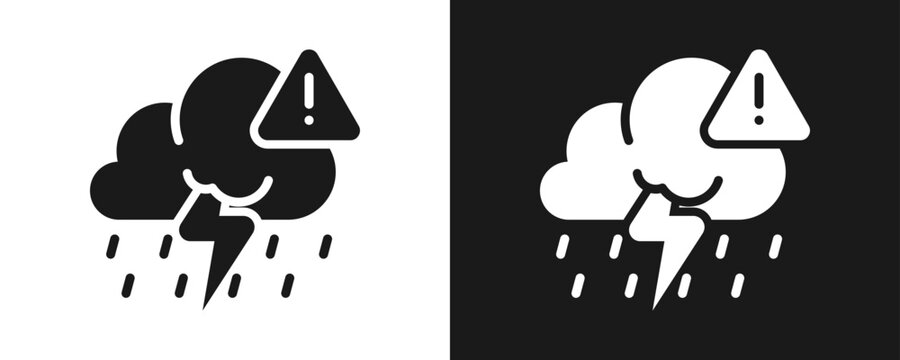 Extreme Weather Icon Set Glyph In White And Black Background
