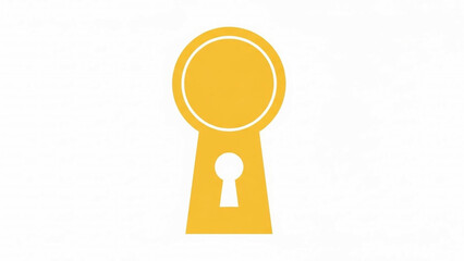 Flat vector icon of a golden yellow keyhole for security
